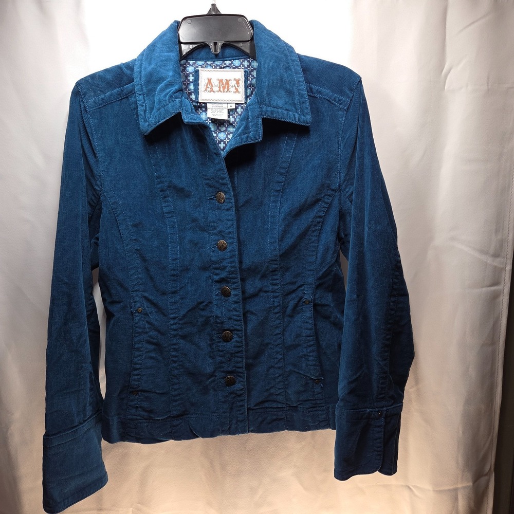 Chic Boho AMI Teal Women's Jacket Pockets Five Buttons Medium